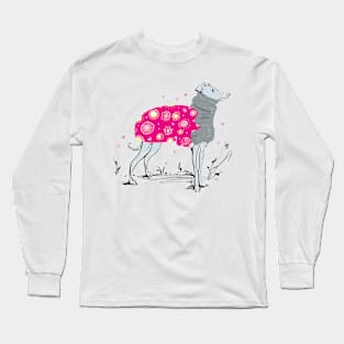 Dog in popons squer Long Sleeve T-Shirt